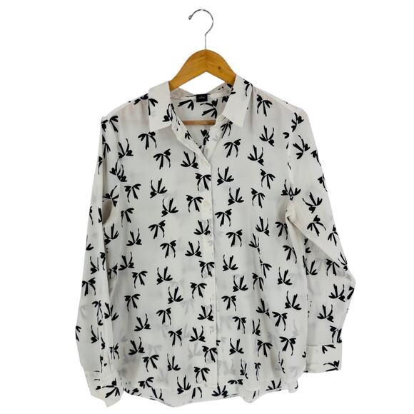 Ann Taylor Womens White Button-Down Collared Blouse Long Sleeve Top Size 12 - Picture 1 of 6
